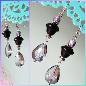 Elegant Black and Grey Handcrafted Dangle Earrings